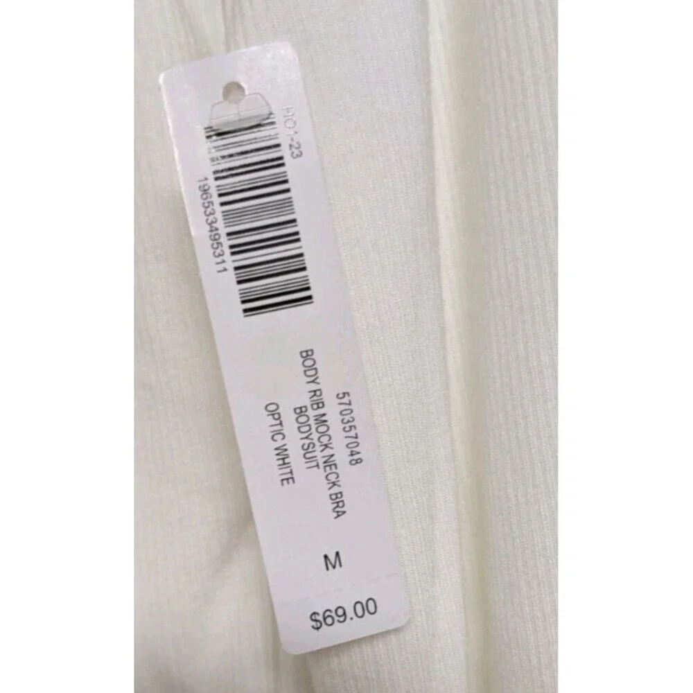 NWT~SOMA White Ribbed Mock Neck Bodysuit w/ Built-In Bra Medium  $69.95 - Picture 10 of 10